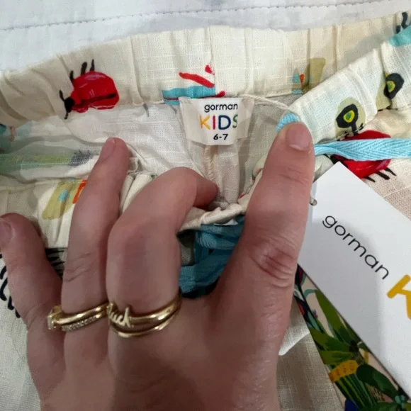 Gorman Kids Linen Cream Shorts with Bug Print - Picture 4 of 4